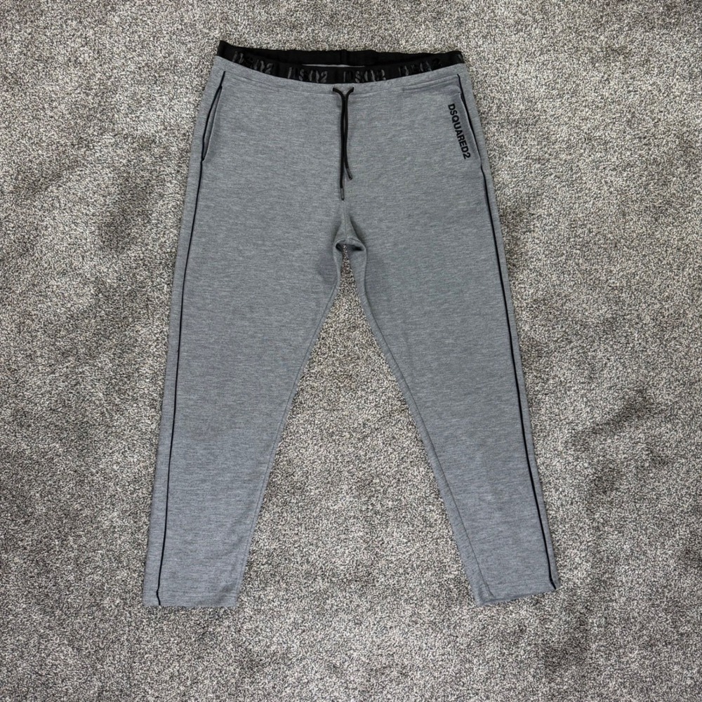 Dsquared2 Logo Joggers Mens XXL Heather Grey Tapered Sweatpants Athleisure 36x27
